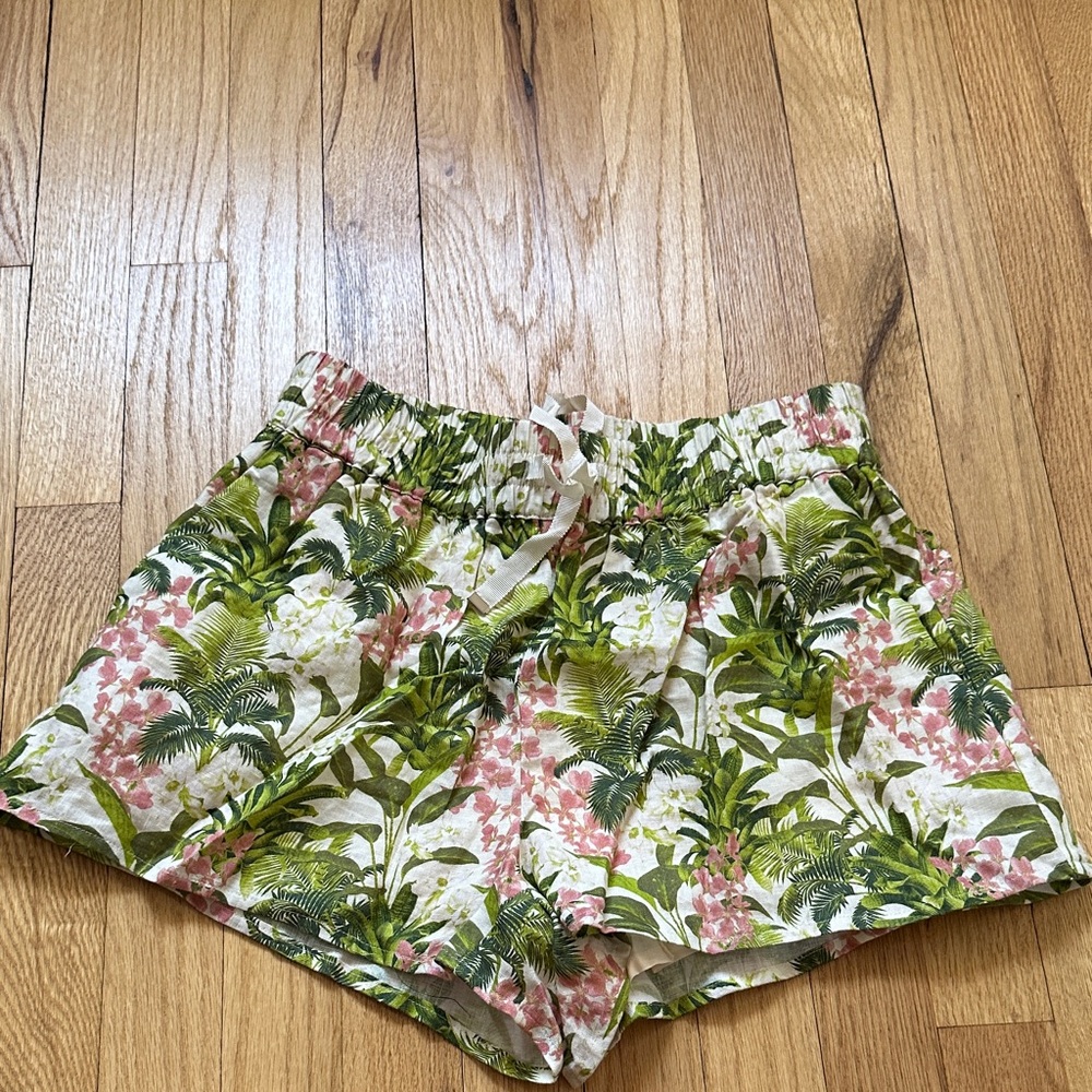 Cami NYC Green & Pink Tropical Floral Drawstring Shorts
